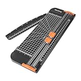 Meafeng Papierschneider A4 mit 2 Klingen Papier Schneidemaschine Schneidegerät Papier Cutter mit Automatischer Sicherheit Schutz und Verlängerungslineal, Fotos, Coupons und Etiketten (Schwarz)