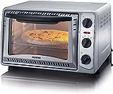 SEVERIN Back- und Toastofen, mobiler Backofen für Pizza, Aufläufe, Kuchen, Brötchen etc., Toaster Ofen mit 1.500 W und Temperaturen von 100 bis 230 °C, silber, TO 2045