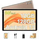SEBBE Tablet 10 Zoll Android 13 Tablet PC 12GB RAM + 128GB ROM (1TB TF) Octa-Core 2.0 GHz, Google GMS | Bluetooth 5.0 | 5G WLAN | 6000mAh | 1280 * 800 | 5MP+8MP, Tablet Gold