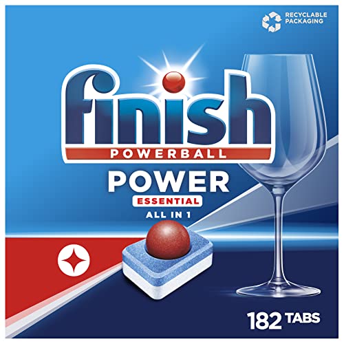 Finish Power Essential All in 1 Spülmaschinentabs, phosphatfrei – Geschirrspültabs mit kraftvollem Powerball gegen hartnäckigste Fettanschmutzungen – Gigapack mit 182 Finish Tabs
