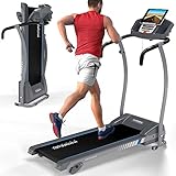 KINETIC SPORTS Laufband KST3100FX mit 1100 Watt leiser Elektromotor - Stufenlos bis 12 km/h, 12 Programme für GEH- und Lauftraining, Tablethalterung mit LCD-Display, max. Belastung 125 kg