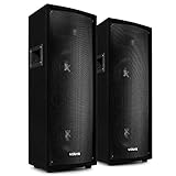 VONYX SL28 - PA Lautsprecher Box 2er Set, Passiv Speaker 2X 8 Zoll - 1600 Watt Peak - Disco Lautsprecher, Passivbox, 6,3mm Klinke, Schraubklemmen, 8Ohm, für DJs, Partyraum, Bar, Club
