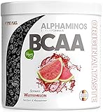 BCAA Pulver 300g WASSERMELONE - Alphaminos BCAA 2:1:1 Drink mit 8000 mg BCAA - unfassbar leckerer Geschmack, Essentielle Aminosäuren (EAA) Leucin, Isoleucin & Valin - 100% vegan und laborgeprüft