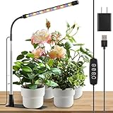 Niello 2 Pack Growlampe für Zimmerpflanzen, Vollspektrum Pflanzenlicht mit Sockel, Pflanzenlampe Auto ON/Off 3/9/12H Timer, 10 dimmbare Stufen für kleine Zimmerpflanzen