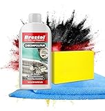 Brestol® Chrompolitur 250 ml - Chromreiniger & Chrompflege, Hochglanz für Chromflächen, pflegt angelaufene Stellen - Entfernt Korrosion, Ablagerungen und Verunreinigungen – 1x Schwamm & 1x Poliertuch