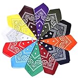 Aomig Bandana Damen Herren,12 Stück Nickitücher Kopftuch Halstuch Männer, Unisex Tuch Bindetuch, Headwear Haar Schal Paisley Muster(55 x 55 cm)