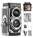 Mini Retro Kamera Vintage Kamera 12MP 1080P FHD Digitalkamera TLR Autofokus Fotokamera mit 16GB Speicherkarte Fotoapparat Tragbare Kompaktkamera für Kinder Teenager Student Anfänger Geschenk