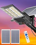 Gefolly 3000W Solar Straßenlaterne für Außen -300000LM Solarlampen mit Bewegungssensor, 6500K Dämmerung bis zum Morgengrauen IP67 Wasserdicht Solar Wegeleuchte im Freien für Gärten Straßen Garage