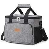 Lifewit 15 l (24 Dosen), isolierte Lunchtasche, Lunchtasche für Arbeit, Schule, Strand, Picknick (grau)