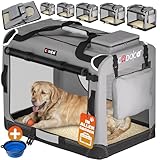 CADOCA® Hundebox faltbar Transportbox M 60x42x44cm robust atmungsaktiv Transporttasche Auto Rückbank Haustiertransportbox Hundetragetasche Grau