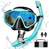 MILFECH Schnorchelset Erwachsene, Schnorcheln Set mit Taucherbrille und Trocken Schnorchel,Anti-Fog Anti-Leck Schnorchelmaske aus Gehärtetem Glas,für Tauchen Schnorcheln Schwimmen,Dry Schnorchel