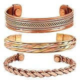 Touchstone Copper magnetische Armband tibetischen Stil. Hand geschmiedet mit soliden und hohe Spurweite reinem Kupfer. Satz von 3 verschiedenen Designs mit 3 Metalltönen.