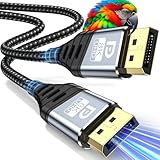 ZEENVIC Displayport Kabel 1.4 2M - 8K DP Kabel 8K@60Hz, 4K@165Hz,2K@240Hz/165Hz/144Hz, HBR3 32.4Gbps, HDR, DSC 1.2, HDCP 2.2, G-Sync&FreeSync, Displayport-Kabel für Grafikkarte, Gaming Monitor