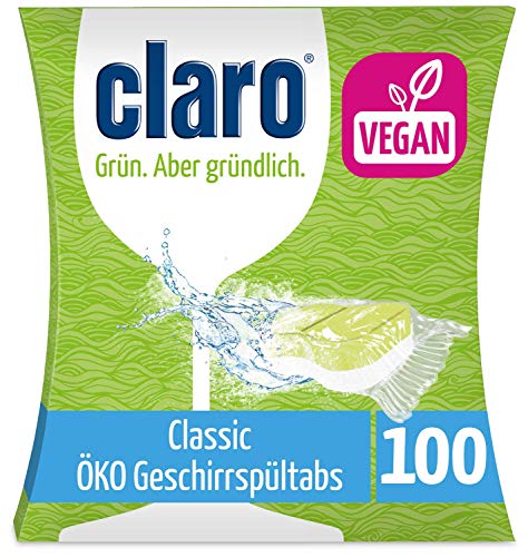 claro Classic Geschirrspül-Tabs - 100 Stück Öko-Spülmaschinen-Tabs - phosphatfrei & vegan - wasserlösliche Folie