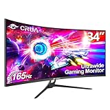 CRUA Gaming Monitor 86.4 cm Curved Ultrawide WQHD Monitor 3440x1440 R1500 up to 165Hz DisplayPort x2 99% sRGB 1ms Picture by Picture, Machine Black