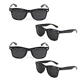 JINSIHU 4 Stück Rasterbrille, Lochbrille für Augentraining Pinhole Glasses Pin-hole-brille für Augen-Gymnastik und Entspannung Gitterbrille mit Faltbaren Bügeln Multidot Schwarz
