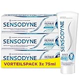 Sensodyne Zahnpasta, Repair & Protect, Zahncreme für schmerzempfindliche Zähne, schmerzempfindliche Zähne, 3x75 ml