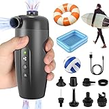 15PSI Elektrische Luftpumpe, 8 in 1 Inflate und Deflate Tragbare Kompakte Pumpe USB Aufladbar, Schnellfüllpumpe für Aufblasbare Matratze, Boot, Luftmatratze Pool, Schwimmring