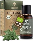 Heldengrün® BIO Oregano Öl [HOCHDOSIERT] mit +82% Carvacrol - Zertifiziertes Lebensmittel zum Einnehmen - Oreganoöl Bio aus Griechenland - Oregano Oil