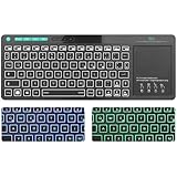 Rii Bluetooth Tastatur mit touchpad(Bluetooth 5.0 + 2.4G Wireless), Mini Tastatur Beleuchtet mit 2 LED Hinterleuchtet（Deutsches Layout, schwarz）