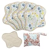 MQUPIN Wiederverwendbare (cream-coloured) 5 Stück Reusable Cotton Pads Waschbare Slipeinlagen, Waschbar Damenbinden für Menstruation, Auslaufsicheres Design, Geeignet für alle Frauen