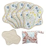 MQUPIN Wiederverwendbare (cream-coloured)5 Stück Reusable Cotton Pads Waschbare Slipeinlagen, Waschbar Damenbinden für Menstruation, Auslaufsicheres Design, Geeignet für alle Frauen