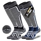Cirorld 2 Paar Skisocken aus Merinowolle für Damen Herren, Wärmende Wolle Thermosocken Dicke Wintersocken für Kaltes Wetter, Schnee, Skifahren, Snowboarden, Jagen, Wandern
