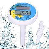 Pool-Thermometer, Schwimmendes Pool-Thermometer, Schwimmbad-Thermometer mit Seil, Wasser-Thermometer für Außen-/Innen-Schwimmbäder
