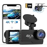 SIGRILL 4K/2K+1080P Dashcam Auto Vorne Hinten, WiFi Dashcam Free 64GB Card,170°Wide Angle,Dash Cam G-Sensor,Car Camera APP Control,WDR Night Vision,Dasch-cam Auto kabellos,Mini cam Support 256GB Max