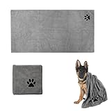 Hundehandtuch - Extra Saugfähig & Schnelltrocknend Mikrofaser Handtücher für Hunde Katzen,Weich, Robust und Waschmaschinenfest, Hundetrockentuch Ideal für Reisen, Baden & Outdoor-100 x 50 cm(Grau)