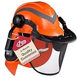 SAFEYEAR Pro Forestry Kettensägen-Schutzhelm mit verstellbaren 27SNR-Ohrenschützern, Netzvisier. M-5009OR EN397 Schutzhelm für Kettensägen, Forstarbeiten und Landschaftsgestaltung