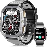 OUKITEL Smartwatch Herren, 2.02''HD Touchscreen Smart Watch mit Telefonfunktion, 5ATM Wasserdicht Fitnessuhr, 100+Sportmodi Sportuhr, 24 Std SpO2/Puls/Schlaf/Monitor Schrittzähler, Uhr für Android iOS