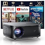 4K Beamer, 30000 Lumen iSinbox WiFi6 Bluetooth Smart Beamer, Mit Netflix-App & Kinoähnlichem Sound, Full HD 1080P Projektor mit Remote Fokus, Trapezkorrektur, 100%-50% Zoom, Heimkino & Outdoor