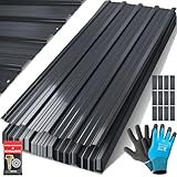 KESSER® 12x Profilblech Trapezblech 129cm x 45cm = 7 m² - Dachblech für Gerätehaus, Dachplatten Verzinkter Stahl 0,25mm, inkl. 100 Schrauben + Unterlegscheiben & Montagehandschuhe, Anthrazit