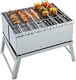 PNAJFUEL Gasgrill Edelstahl Mini-Bbq Holzkohlegrill Outdoor Tragbar Klappbar, Grill