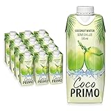 Coco Primo Kokosnusswasser, pur, erfrischendes Sportgetränk, wohltuender Durstlöscher, klein und handlich, kalorienarm, vegan, 12 x 330 ml