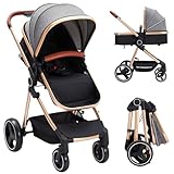 Kombikinderwagen 2-in-1 mit Buggy, Kinderwagen Reisesysteme Kinderwagen Buggy mit 5-Punkt-Sicherheitsgurt, Aluminiumrahmen, für Neugeborene