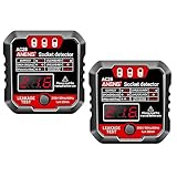 2pcs Steckdosentester mit RCD-Prüfung und LCD-Voltage-Display, Kontrollleuchten-Anzeige, 198-250V/50-60Hz