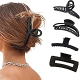 4 Stück Matt Haarklammern Rutschfest Claw Clip, Damen Haarspangen Groß Hair Clip, Schwarz Haarspangen, für Frauen Mädchen