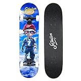 Sefulim Professionelles Skateboard, professionelles Skateboard mit ABEC-9-Kugellager, 7-lagiges hartes Ahorn-Deck, komplettes Skateboard für Erwachsene, Jugendliche, Kinder und Anfänger
