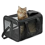 HITSLAM hundebox Faltbar Hundetransportbox Katzentransportbox Katzenbox Transportbox katzentasche für Hund, Katzen, Airline Zugelassen, Reisefreundliche Transporttasche (M)