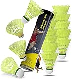 TK Gruppe Timo Klingler 12x Federbälle gelb Badmintonbälle für Training & Wettkampf Badminton - für Outdoor & Indoor
