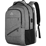 MATEIN Laptop Rucksack 17.3 Zoll, Große Herren Wasserabweisend Reisen Tasche Arbeit Business Schulrucksack mit USB Ladeanschluss, Anti Diebstahl TSA Backpack Teenager Daypack Damen, Grau