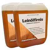 Leinölfirnis 10 L | Dreifach gekochtes Holzöl | Lebensmittelecht zertifiziert | für Innen & Außen | Schutz für alle Holzarten