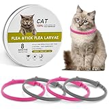 Katzenhalsband, Katzenhalsbänder 4 Piezas, Haustierhalsbandgürtel, Weichem Silikon Katzen Halsbänder, Effektiver Schutz für 8 Monate, Verstellbar und Wasserdicht (mit Eine Kiste)