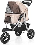 Haustier-Kinderwagen für kleine bis mittelgroße Haustiere – reibungslose Fahrt mit großem 3-Rad-Design für Spaziergänge im Freien