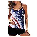 riou Zweiteiliger Tankini für Damen, Blumenmuster, elegant, Push-Up-Badeanzug, Bikini, Übergrößen, Grün XXL