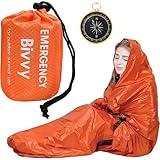 3 Stück Set Notfall Schlafsack, Survival Biwaksack, Rettungsdecken, Überleben Schlafsack, Notfalldecken, Survival Ausrüstung für Camping und Outdoor-Wandern(1 Tasche, 1 Decke, 1 Kompass)