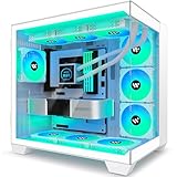 KEDIERS PC Gehäuse- vorinstalliert 9 ARGB-Lüfter, ATX Mid Tower Gaming Gehäuse, mit doppeltem gehärtetem Glas Vollbild Computergehäuse,H9 (Weiß)