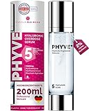 Hyaluron Serum hochdosiert PHYVE 200 ml, VEGANES Feuchtigkeitsserum für das Gesicht, MADE in GERMANY, mit 2% reinem hochkonzentrierter HYALURONIC OVERDOSE BOOSTER by Svenja Walberg